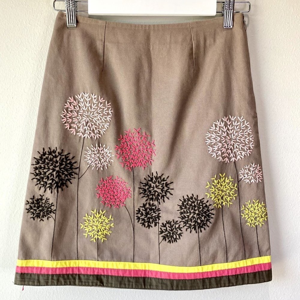 Boden Embroidered Dandelions A-Line Skirt 2P